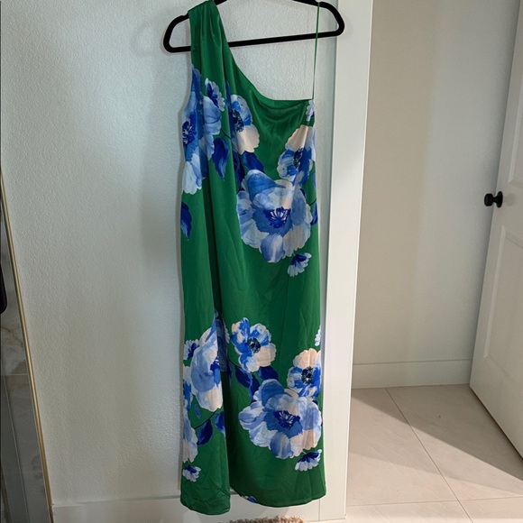 Sugarlips One-Shoulder Green and Blue Floral Dress - Picture 5 of 5